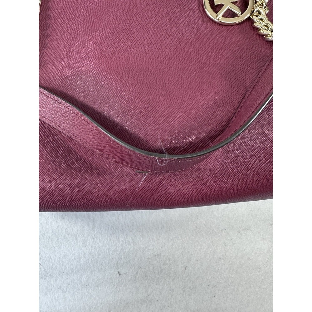 Michael Kors Burgundy Saffiano Leather Chain Tote Bag - Gold Hardware - Picture 3 of 12